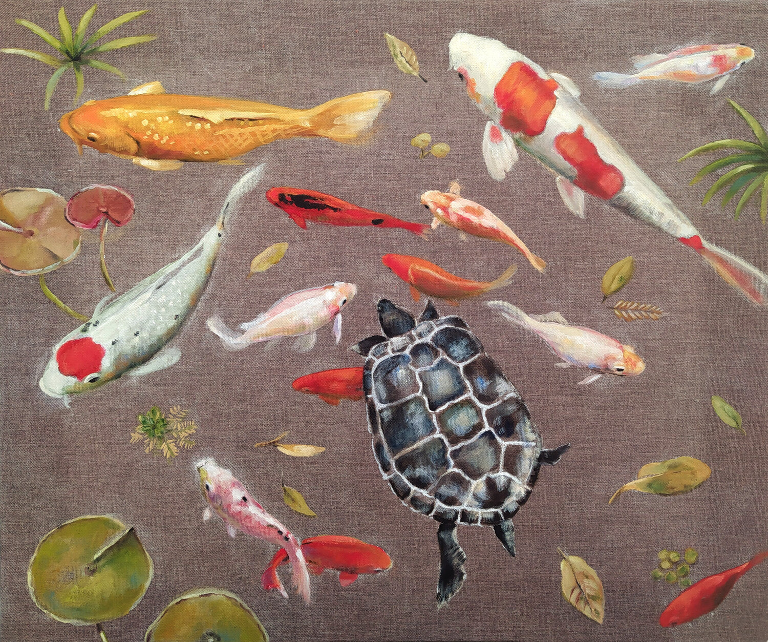 STORIES FROM THE POND Valeria Pesce Original painting for sale