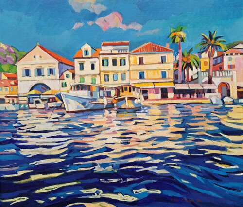 Sunny day on Hvar by Maja Đokić Mihajlović, Painting for Sale on Select