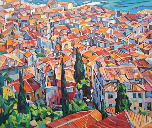 The roofs of the city by Maja Đokić Mihajlović, Painting for Sale on Select