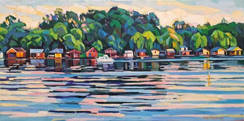 Landscape from the river by Maja Đokić Mihajlović, Painting for Sale on Select