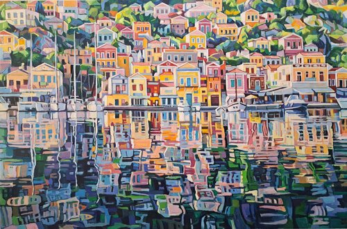 Symi in the mirror by Maja Đokić Mihajlović, Painting for Sale on Select