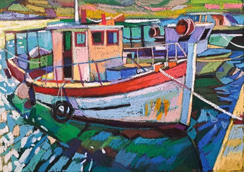 Old fishing boat by Maja Đokić Mihajlović, Drawing for Sale on Select