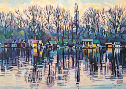 Evening on the river by Maja Đokić Mihajlović, Painting for Sale on Select
