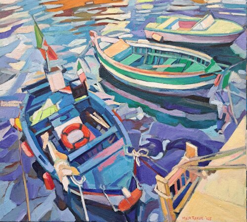 Mediterranean Harbor by Maja Đokić Mihajlović, Painting for Sale on Select