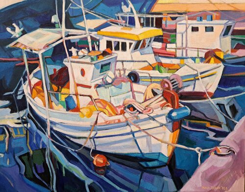 Quiet Dock by Maja Đokić Mihajlović, Painting for Sale on Select