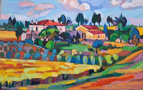 Colorful Countryside von Maja Đokić Mihajlović, Malerei kaufen auf Select