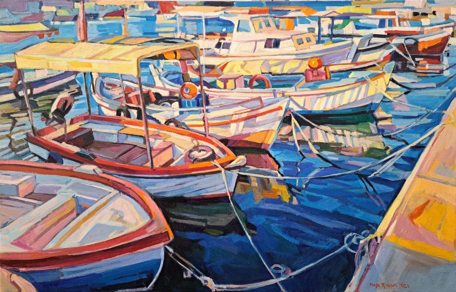 In the fishing port Maja Đokić Mihajlović Original painting for sale