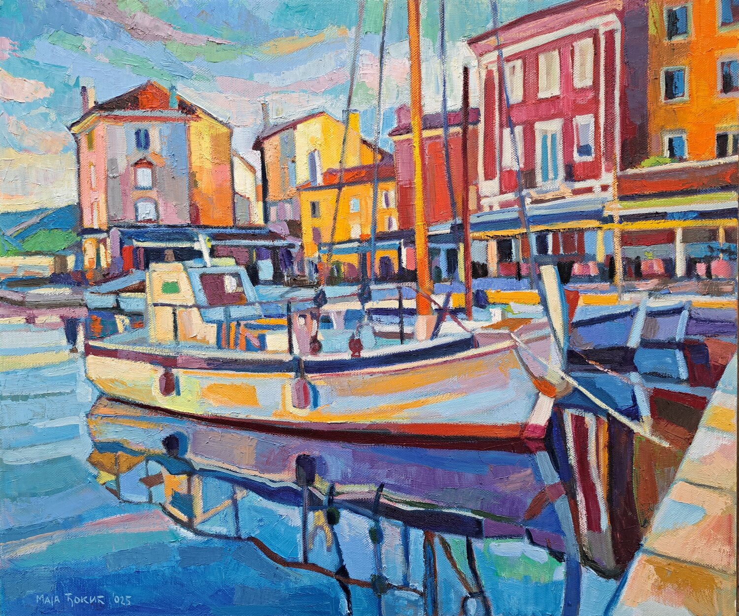 Old fishing boat Maja Đokić Mihajlović Original painting for sale