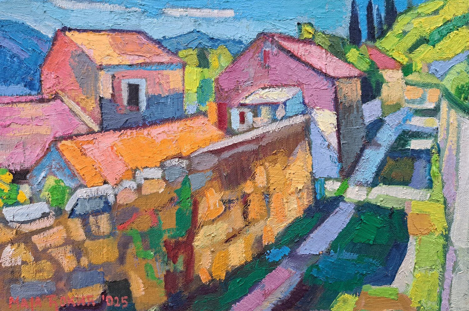 Mediterranean village Maja Đokić Mihajlović Original painting for sale