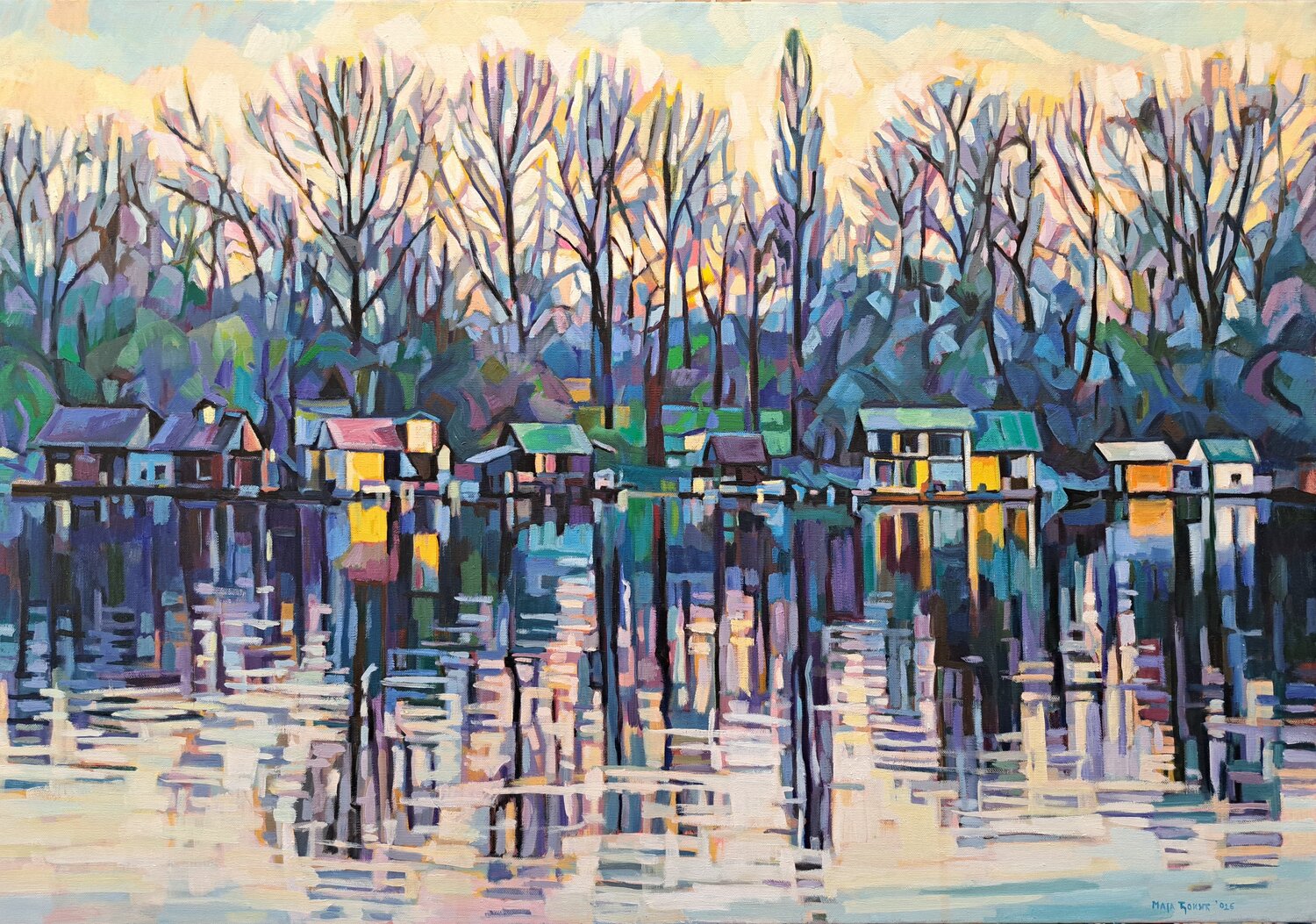 Evening on the river Maja Đokić Mihajlović Original painting for sale