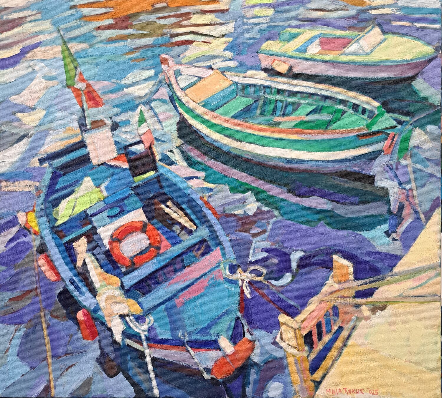 Mediterranean Harbor Maja Đokić Mihajlović Original painting for sale
