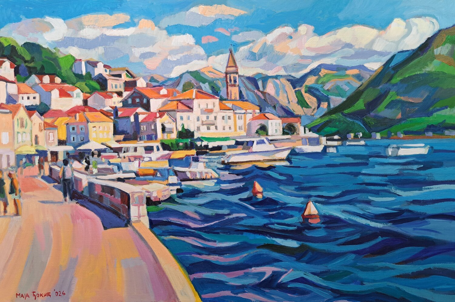 Sunlit Perast Maja Đokić Mihajlović Original painting for sale