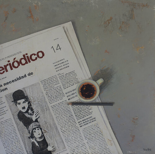 CHAPLIN AND NEWS by Tomasa Martín, Painting for Sale on Select