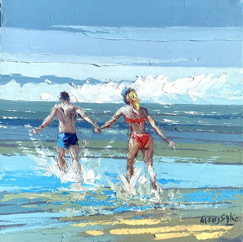 Baignade à deux by Sylvie Gérard, Painting for Sale on Select