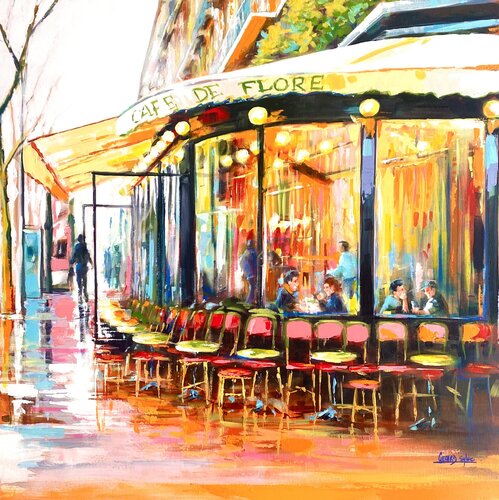 Il fait bon au Café de Flore by Sylvie Gérard, Painting for Sale on Select