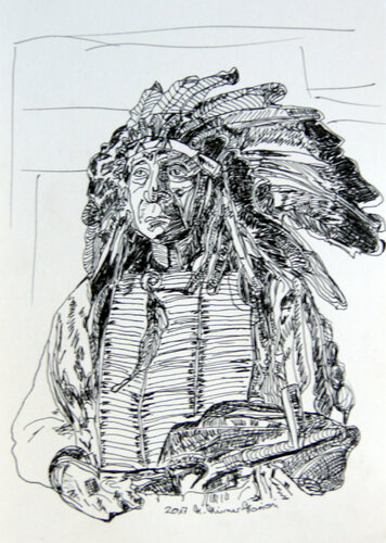 Häuptling by Manuella Muerner Marioni, Drawing for Sale on Select