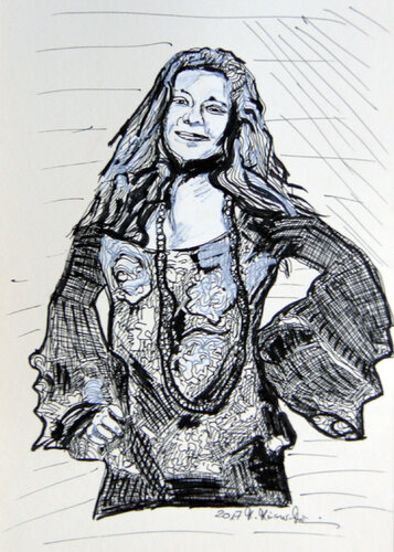 Janis Joplin by Manuella Muerner Marioni, Drawing for Sale on Select