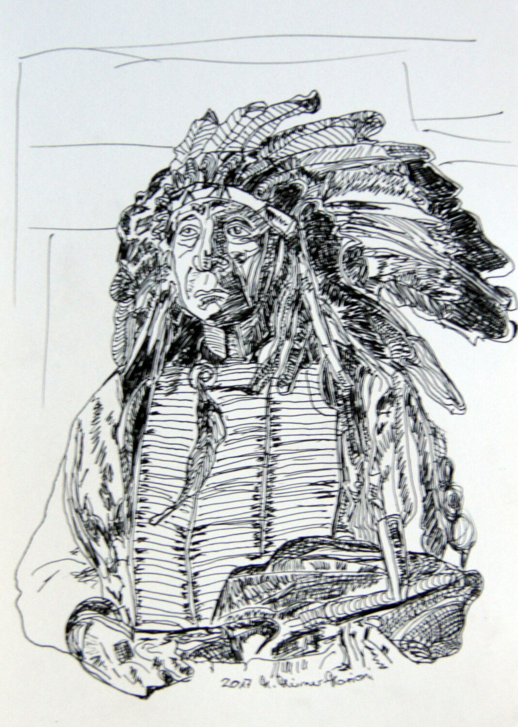 Häuptling Manuella Muerner Marioni Drawing for sale