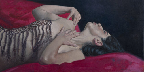 Mujer tumbada con chal by Juan Manuel Alvarez Cebrián, Painting for Sale on Select