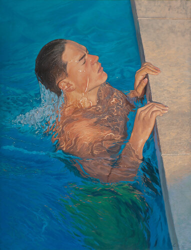 Chico en la piscina by Juan Manuel Alvarez Cebrián, Painting for Sale on Select