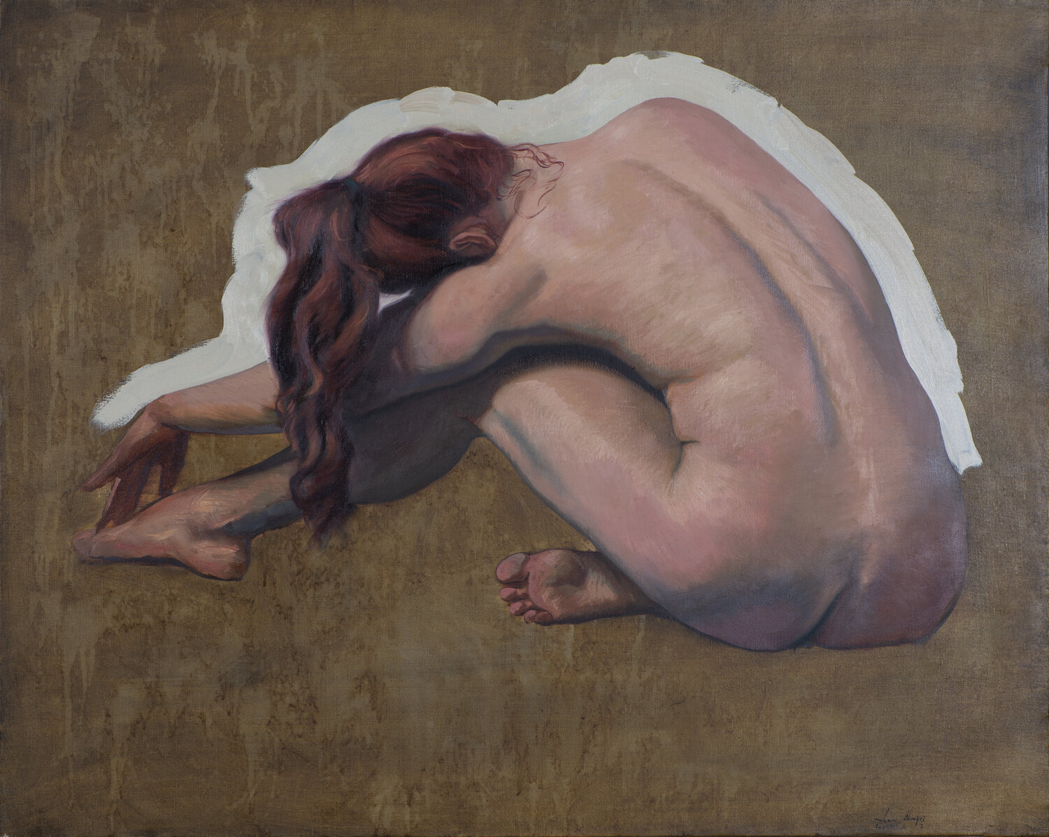 Mujer con pelo rojo Juan Manuel Alvarez Cebrián Original painting for sale