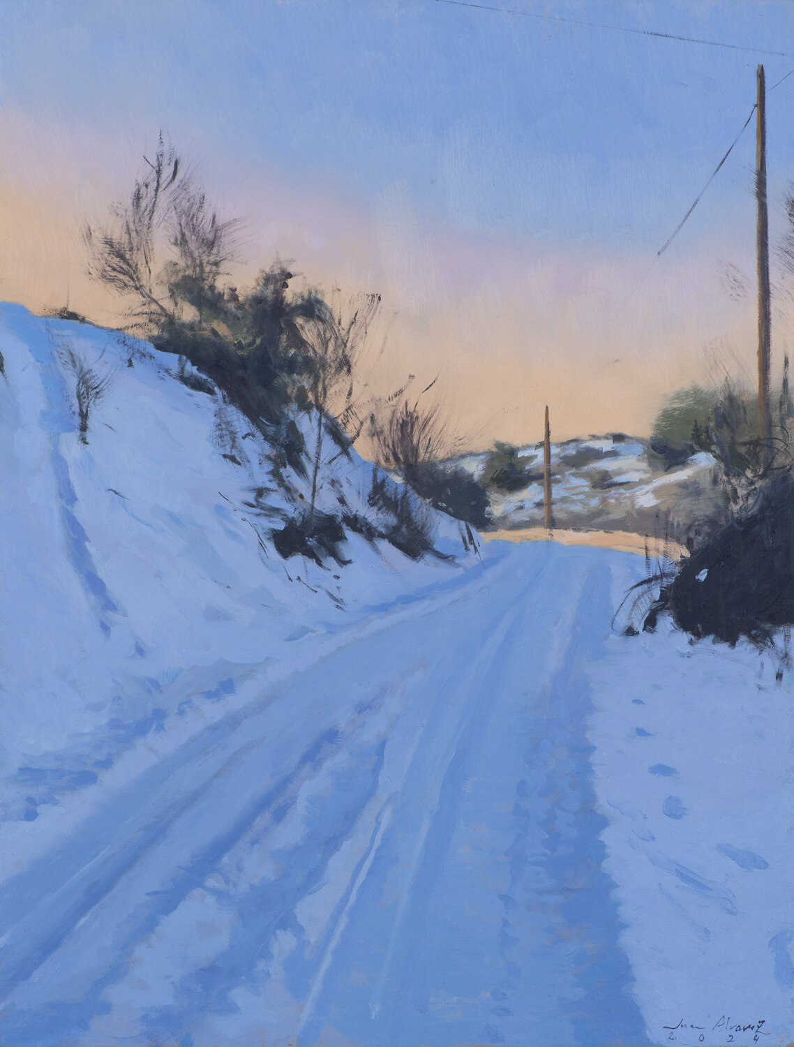Camino nevado Juan Manuel Alvarez Cebrián Original painting for sale