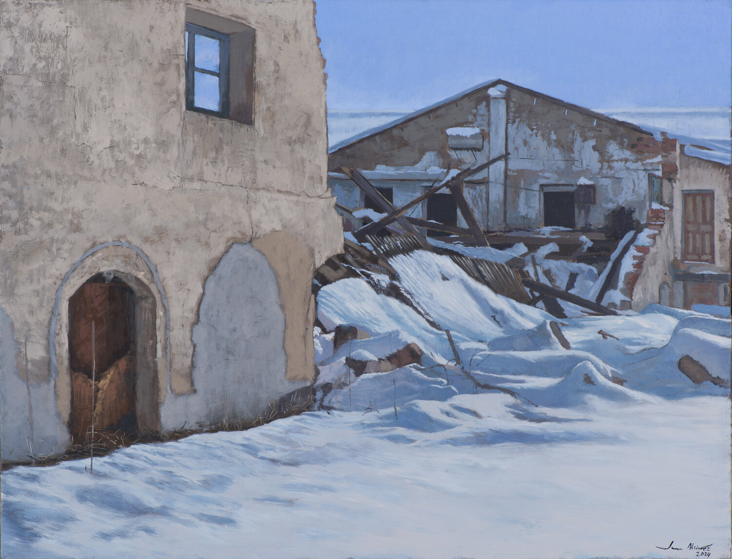 Ruinas nevadas Juan Manuel Alvarez Cebrián Original painting for sale