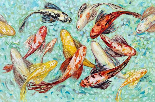 Happy Koi by Natalia Nosek (NATXA), Painting for Sale on Select