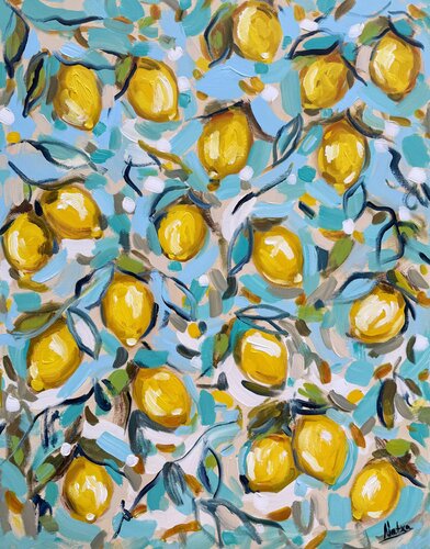 Golden lemons of Sicily by Natalia Nosek (NATXA), Painting for Sale on Select