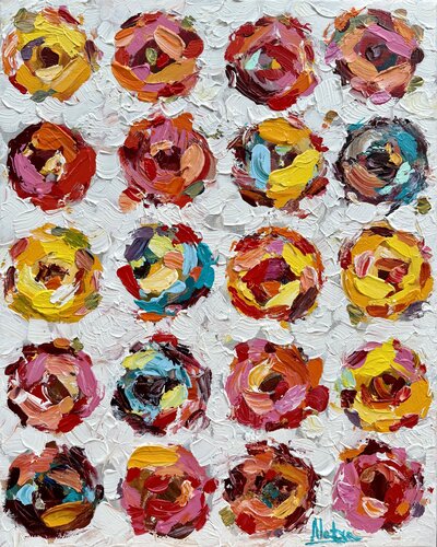 Moments of Bloom - 3 by Natalia Nosek (NATXA), Painting for Sale on Select