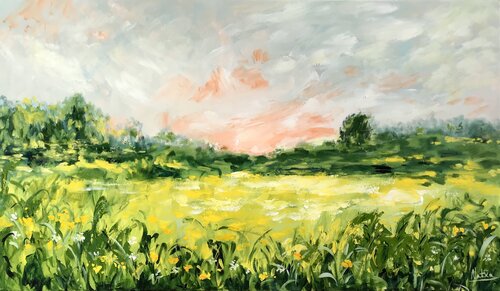 Dandelion Meadow in Springtime by Natalia Nosek (NATXA), Painting for Sale on Select