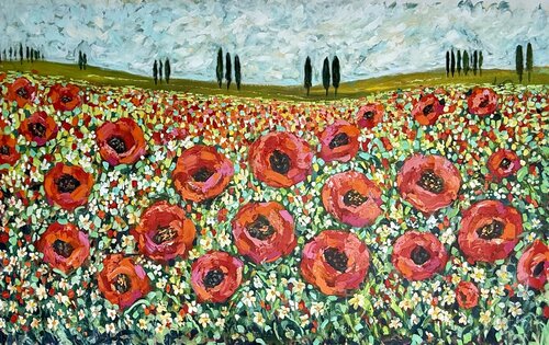 Poppy Fields of Tuscsny by Natalia Nosek (NATXA), Painting for Sale on Select