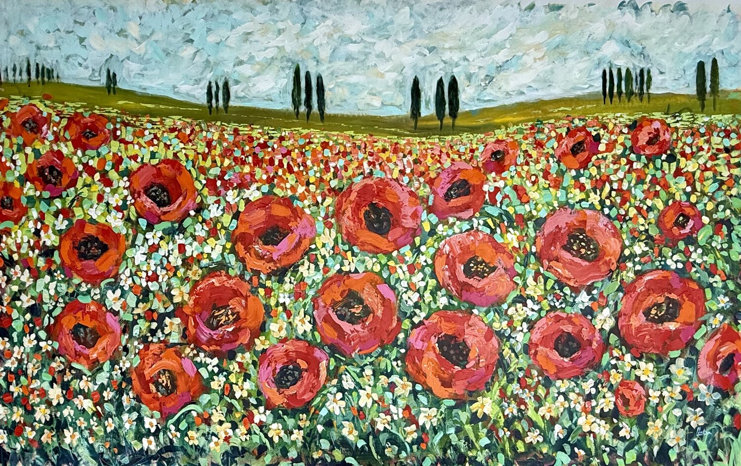 Poppy Fields of Tuscany Natalia Nosek (NATXA) Original painting for sale