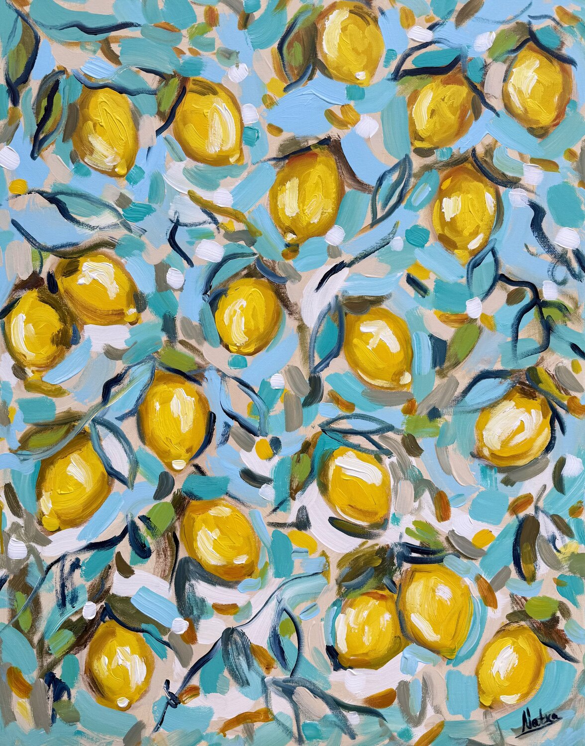 Golden lemons of Sicily Natalia Nosek (NATXA) Original painting for sale