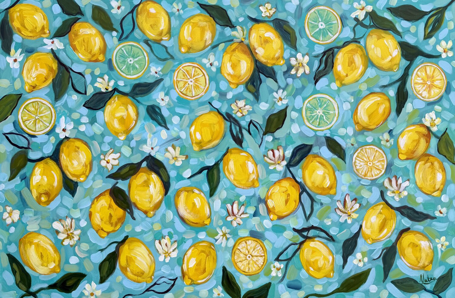 Springtime Lemons Natalia Nosek (NATXA) Original painting for sale