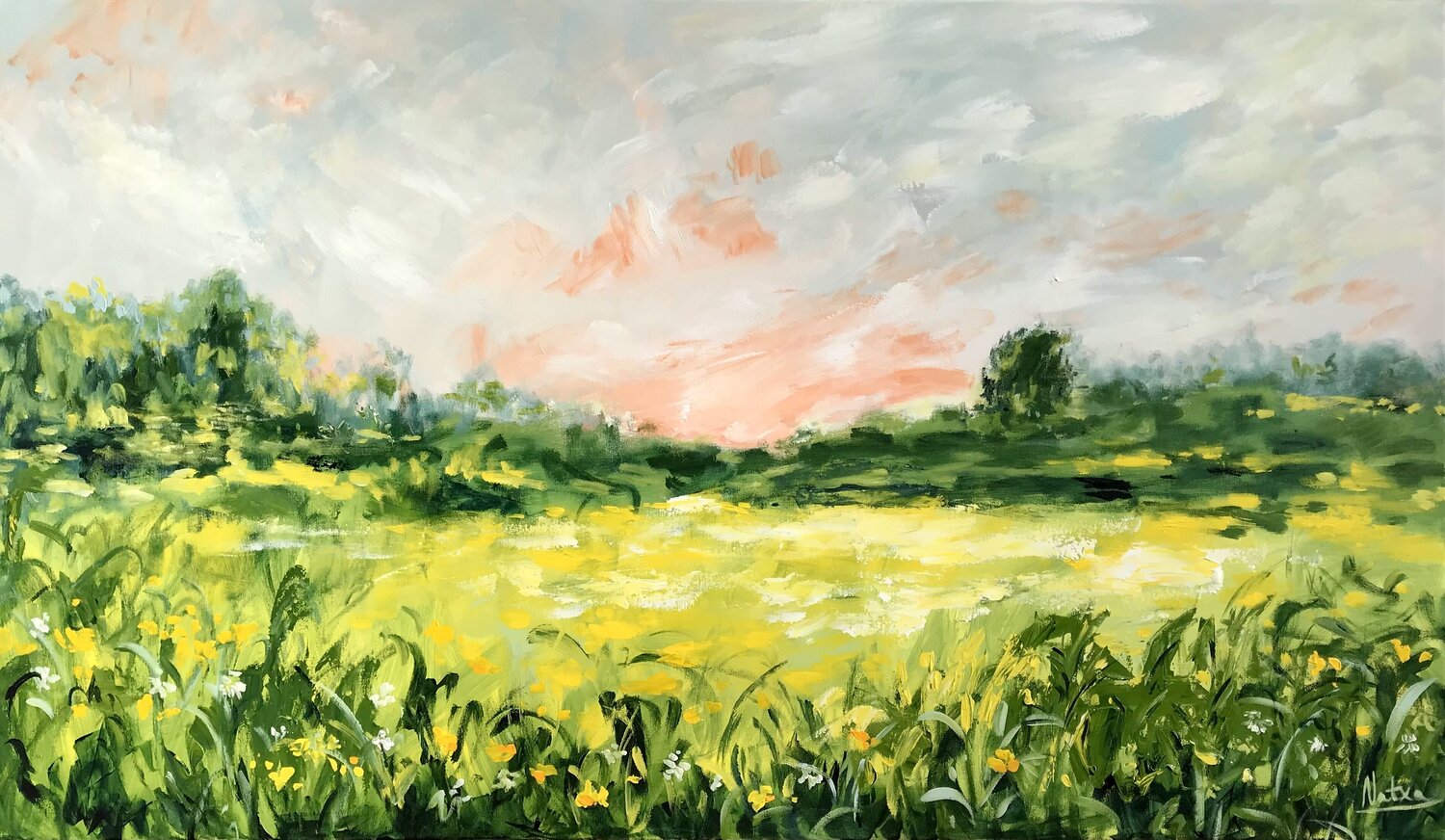 Dandelion Meadow in Springtime Natalia Nosek (NATXA) Original painting for sale