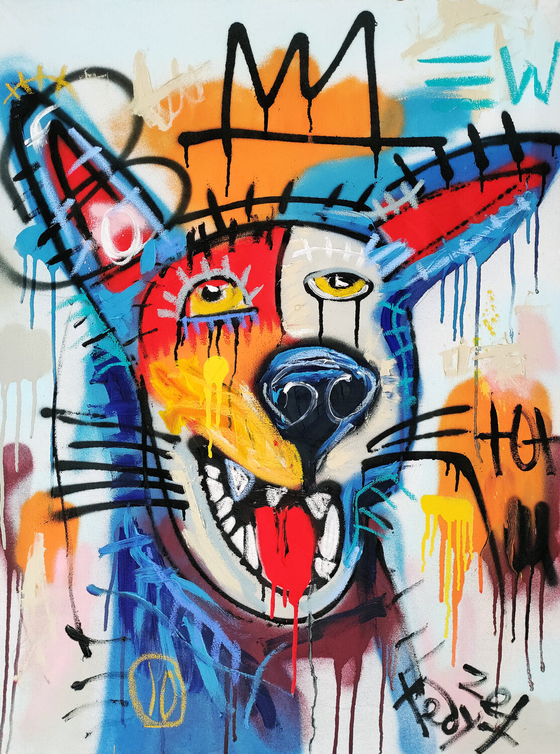 Dog in Red #2 Tadas Zaicikas Original painting for sale