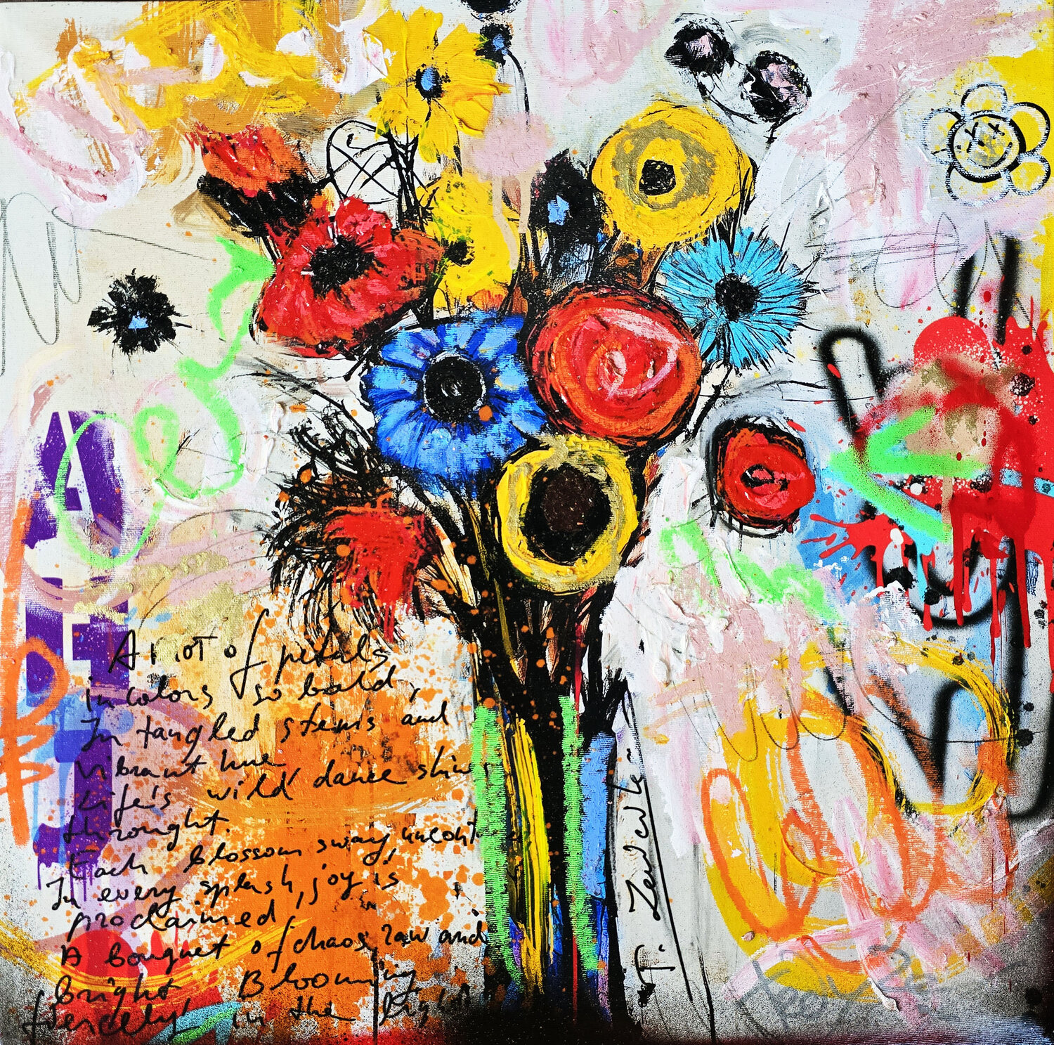 Bursting Blooms #1 Tadas Zaicikas Original painting for sale