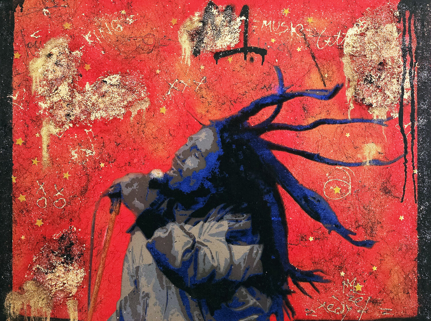 Bob Marley In Motion Tadas Zaicikas Original painting for sale