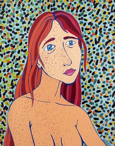 Woman with freckles by Hugo Castilho, Painting for Sale on Select