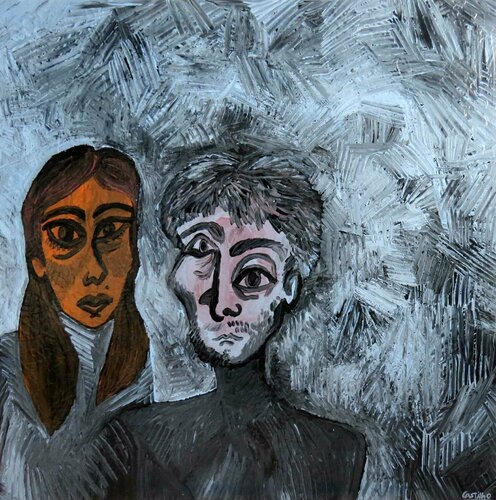 Portrait of a young couple by Hugo Castilho, Painting for Sale on Select