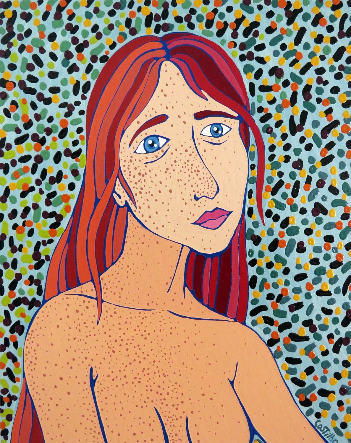 Woman with freckles Hugo Castilho Original painting for sale