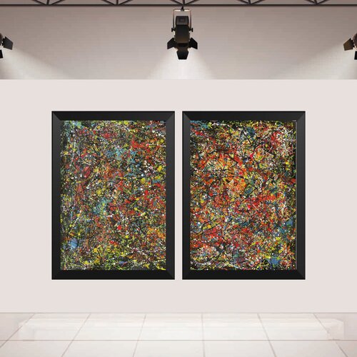 Dark and Luminous Pathways - Diptych Painting by Juan José Garay, Painting for Sale on Select