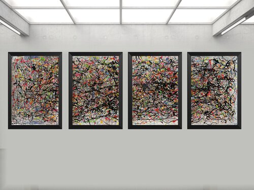 Rhythm of Color in Four - Quadriptych Painting by Juan José Garay, Painting for Sale on Select