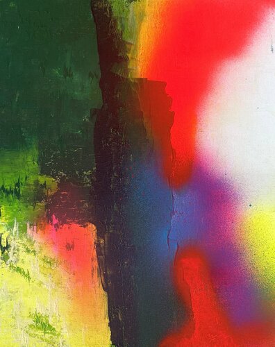 Abstract Green and Red by Juan José Garay, Painting for Sale on Select