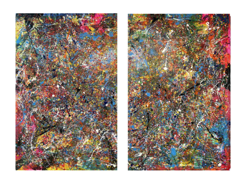 Your Silence Makes So Much Noise Inside Of Me -Diptych- Style Jackson Pollock by Juan José Garay, Painting for Sale on Select