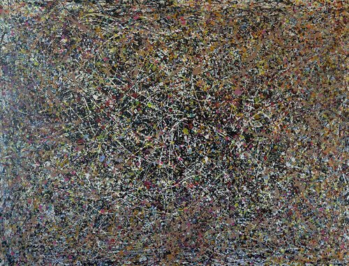Broken Euphoria on a Black Background- Tribute a J.Pollock by Juan Jose Garay by Juan José Garay, Painting for Sale on Select