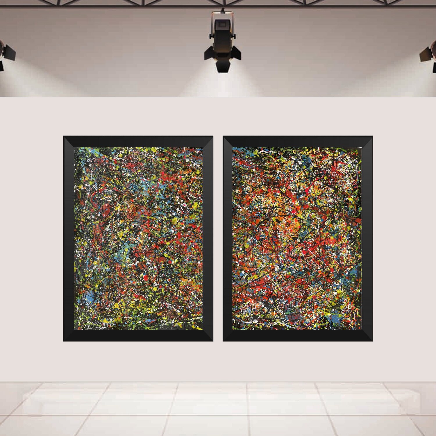 Dark and Luminous Pathways - Diptych Painting Juan José Garay Original painting for sale