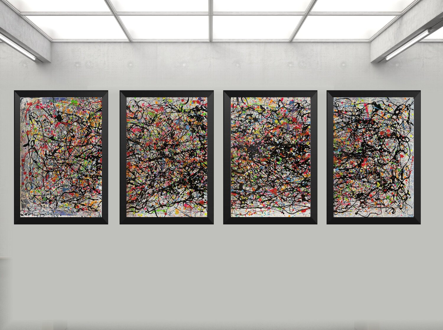 Rhythm of Color in Four - Quadriptych Painting Juan José Garay Original painting for sale
