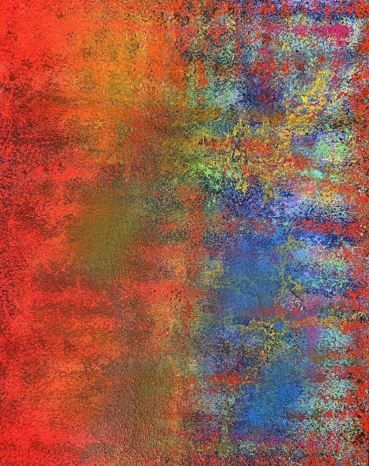 Abstract Orange and blue Juan José Garay Original painting for sale